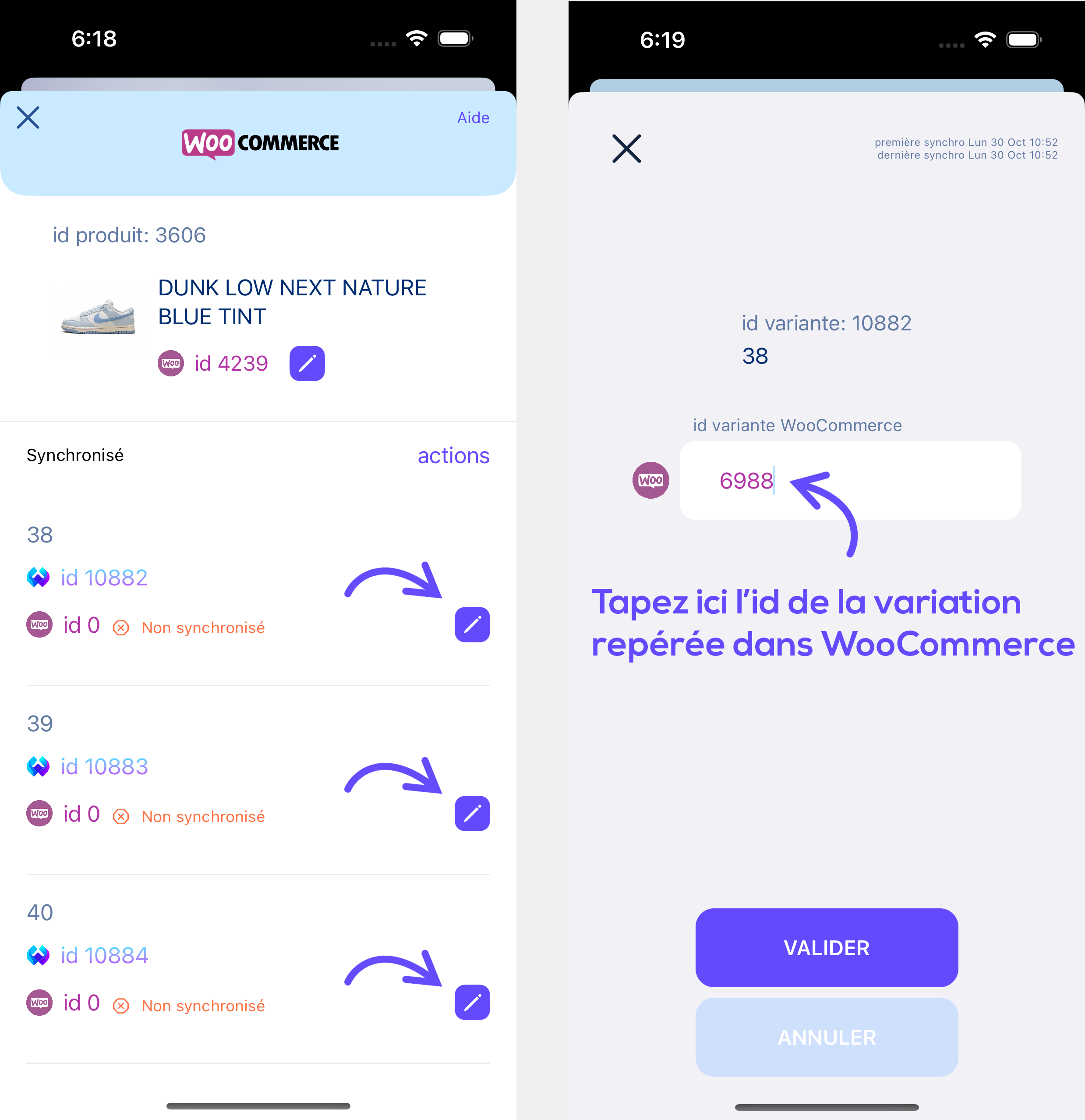Associer manuellement des produits entre WooCommerce et Wanapos